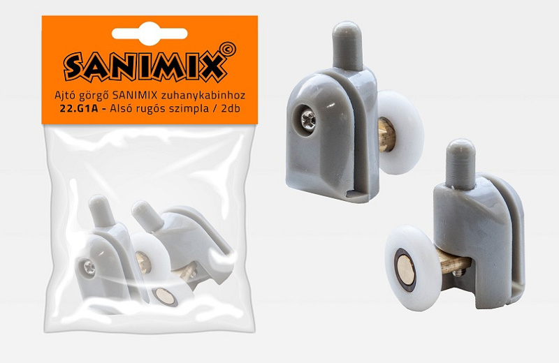 Alsó görgő zuhanykabinhoz, 25 mm, rugós, szimpla 2db/cs.